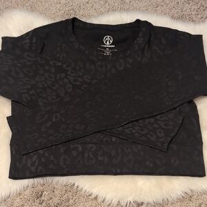 Move Theory Black Leopard Print Top XL